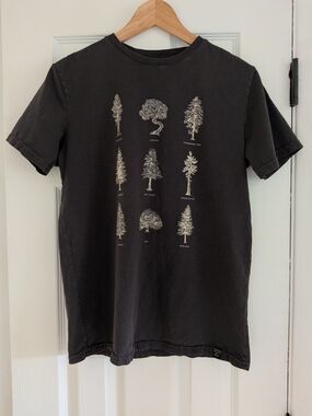 United by Blue Women's Organic 100% Cotton Grey Tree Print T-shirt Size Small